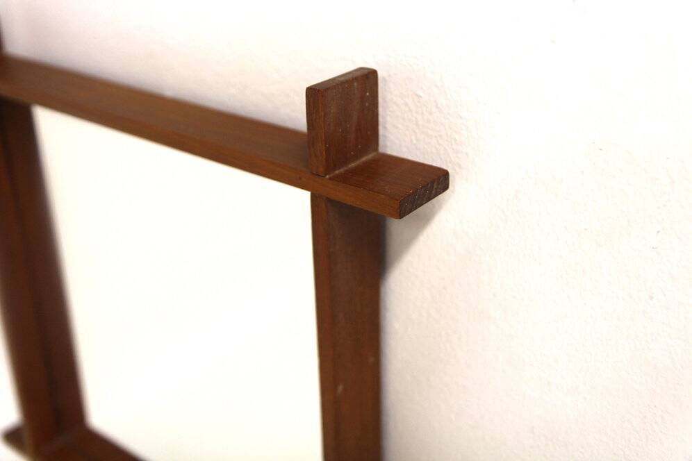 Miroir scandinave en teck, Suède, 1960, 36x36cm