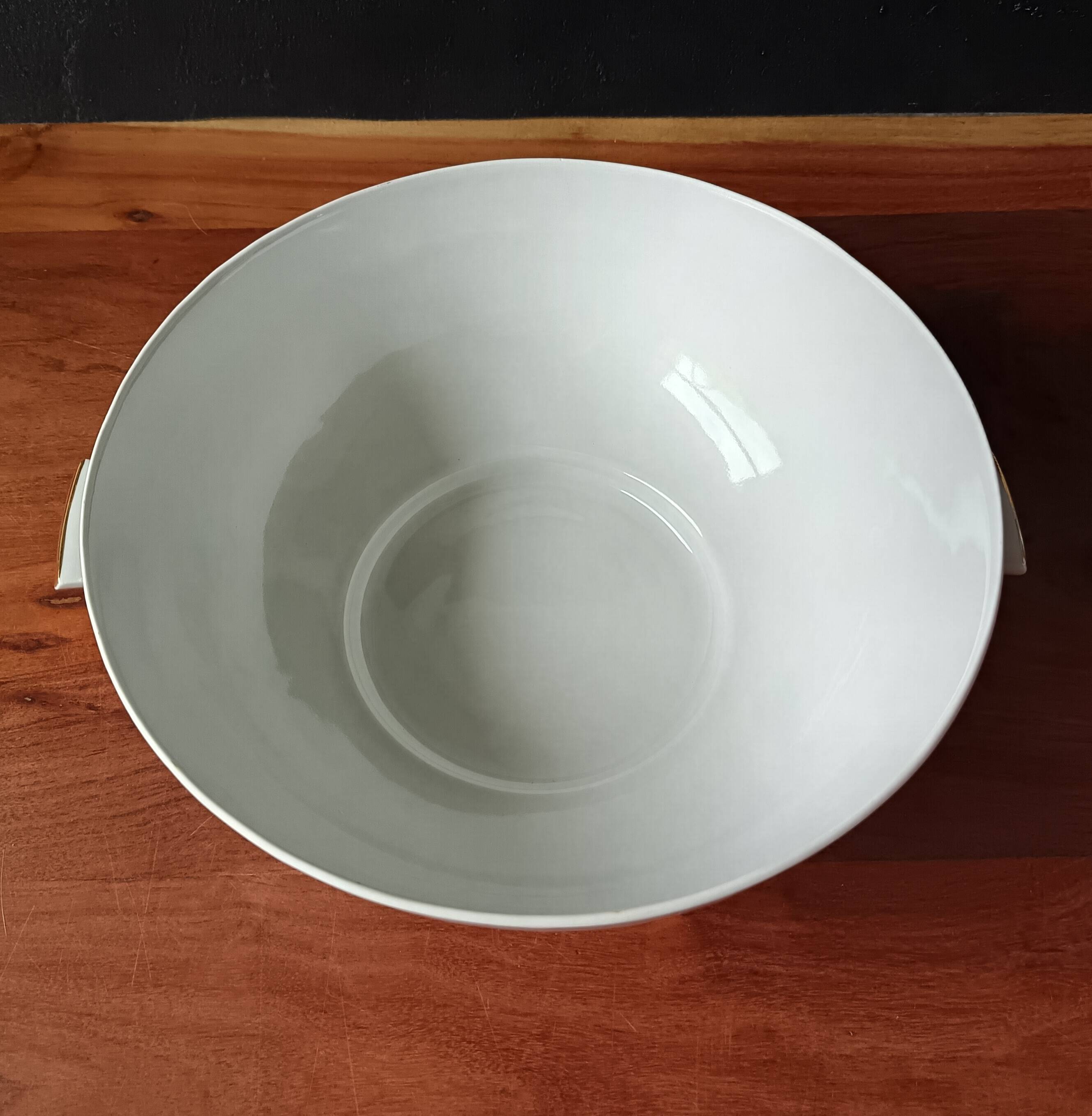 Vintage soup tureen, Vitriam porcelain France, Phoenix on a flowering branch.