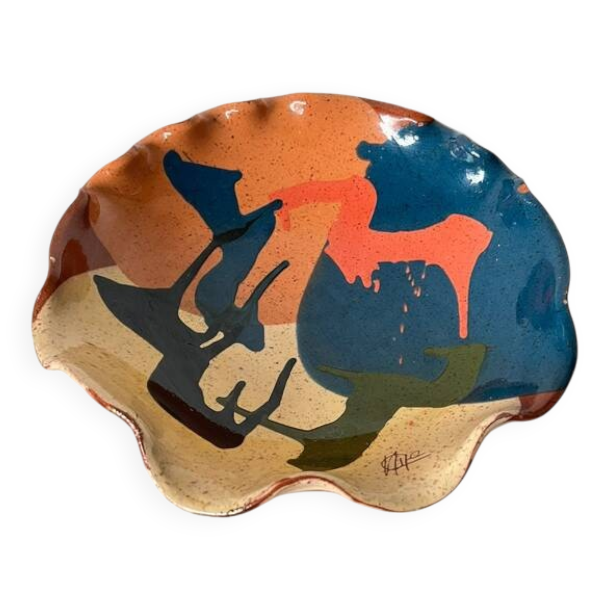 Abstract glazed ceramic fruit bowl / bowl / fruit basket