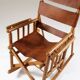 American rocking chair in wood and leather, 1960s