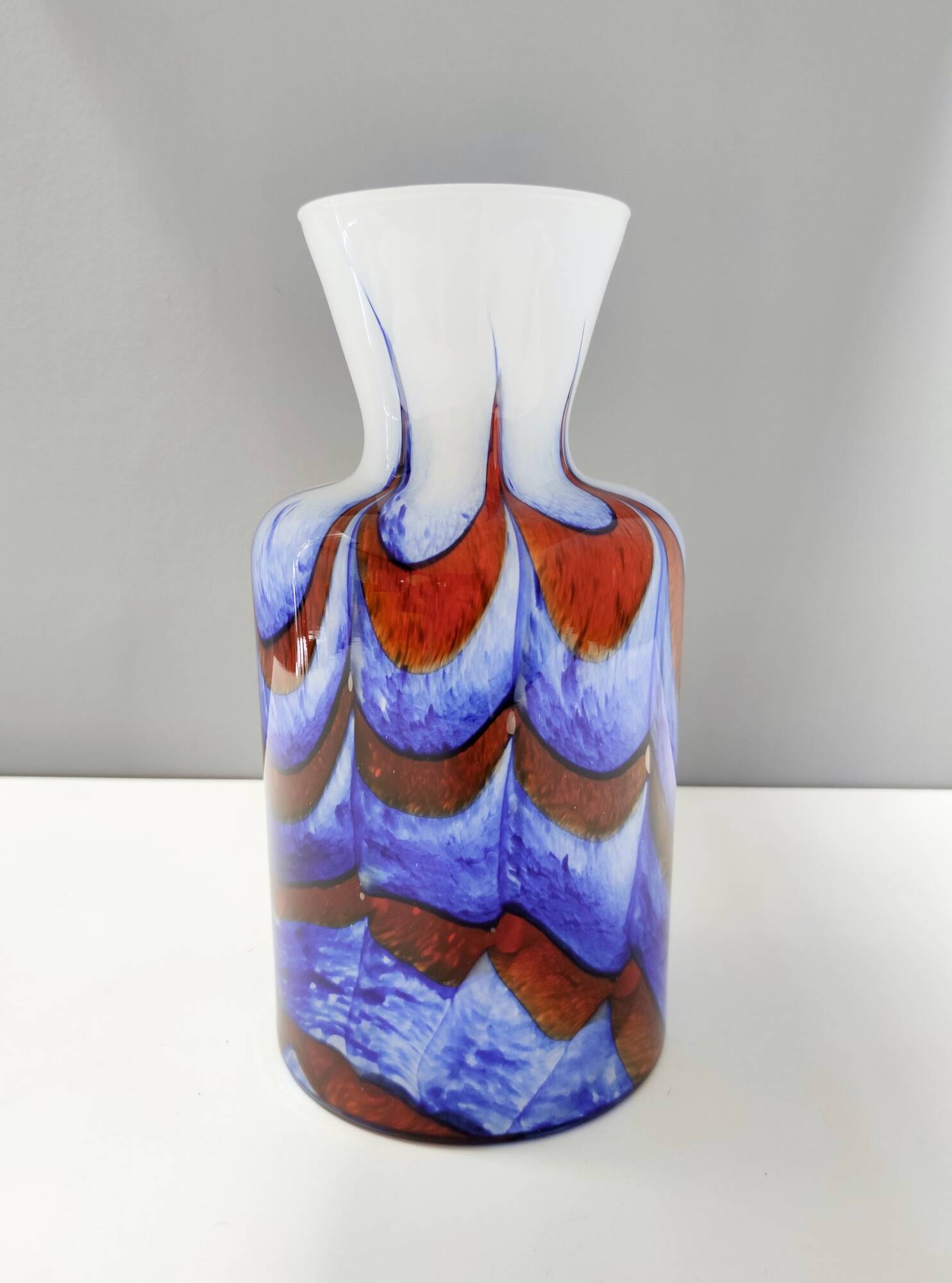 Red, White and Blue Murano Glass Vase by Carlo Moretti, Italy