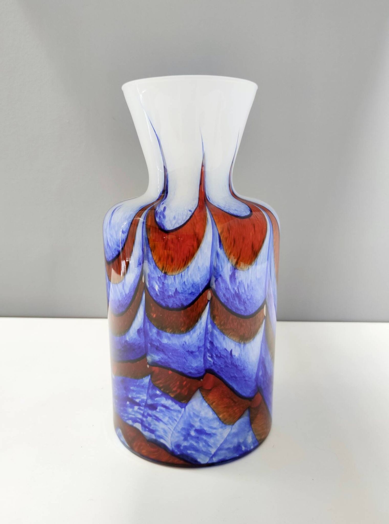 Red, White and Blue Murano Glass Vase by Carlo Moretti, Italy