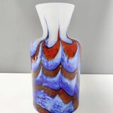 Red, White and Blue Murano Glass Vase by Carlo Moretti, Italy