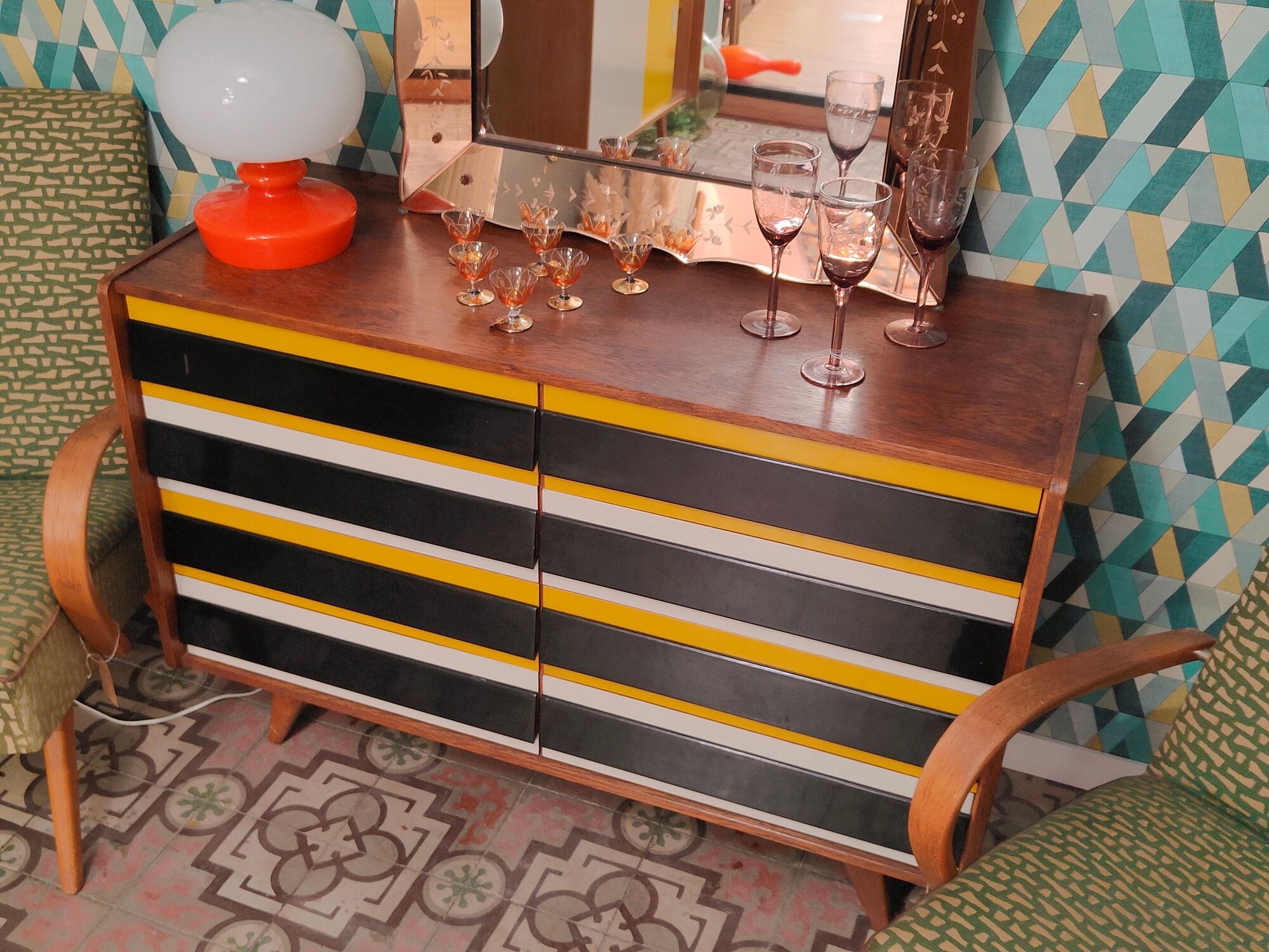 Chest of drawers U 453 Yellow by Jiri Jiroutek for Interier Praha, old edition from 1962