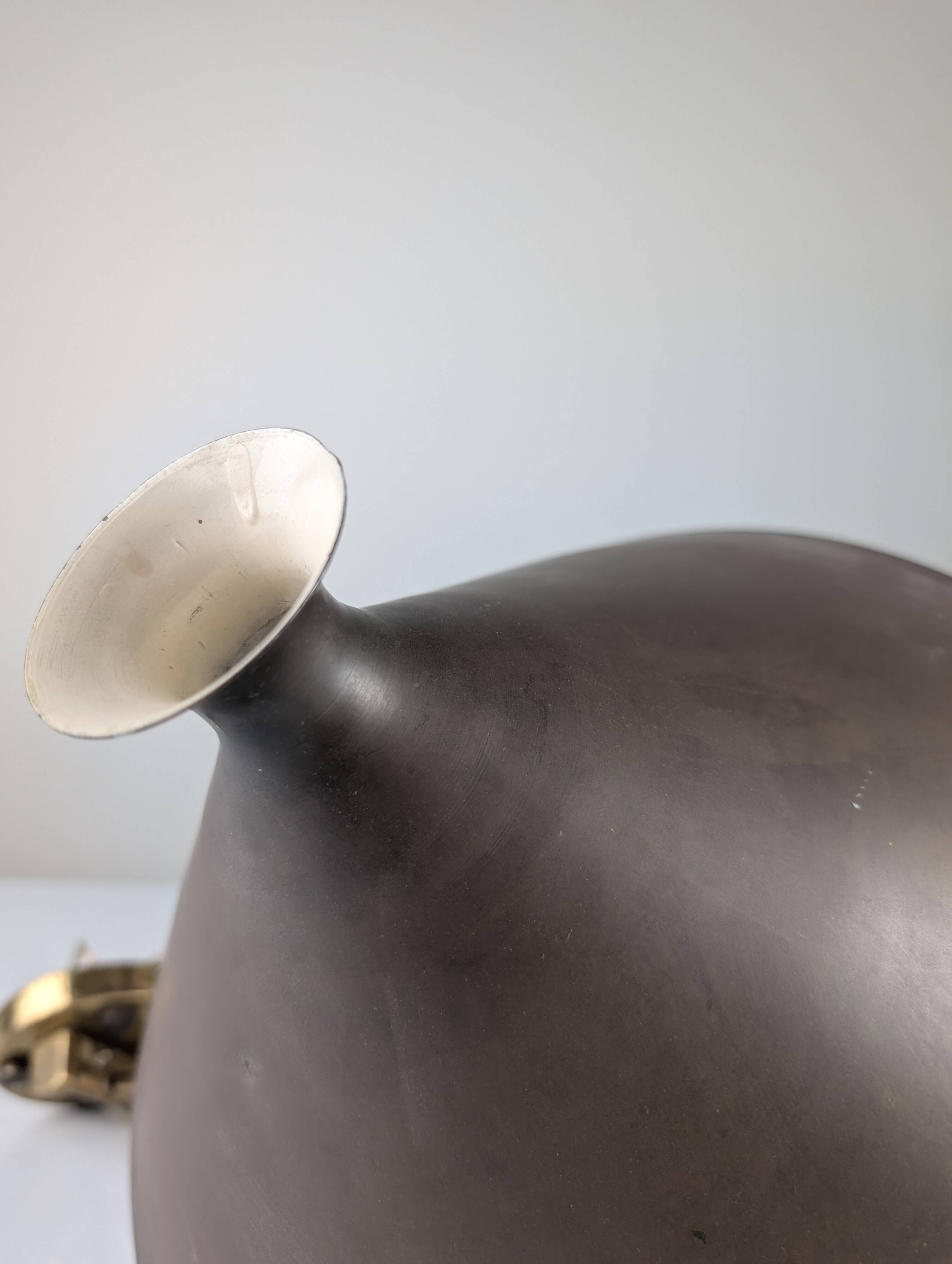 Mid-Century Wall Lamp in Brass and Wood with Black Shade, 1950s