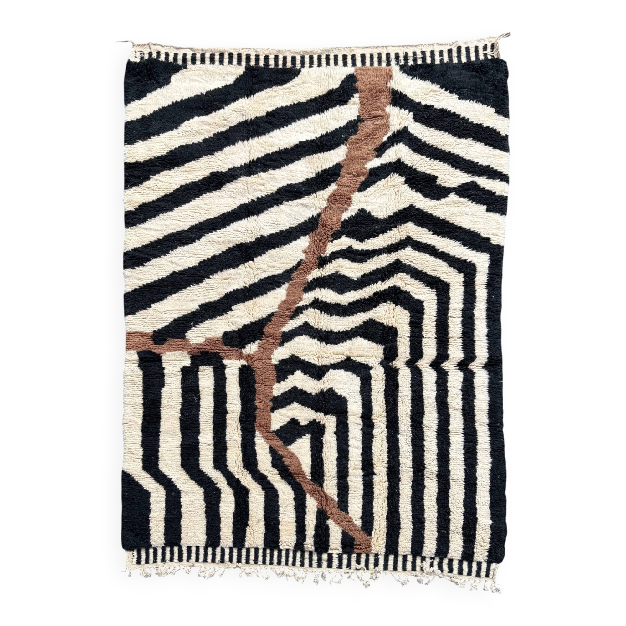 Beni M'rirt Moroccan Rug 200x300 cm – Large Black & Ecru Berber Rug