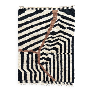 Beni M'rirt Moroccan Rug 200x300 cm – Large Black & Ecru Berber Rug