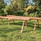 Pair of antique farmhouse benches in solid wood – brutalist style – 180 cm