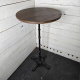 High table with cast iron legs and solid oak top