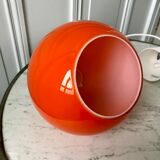 Hanging lamp ball in opaline orange 70s