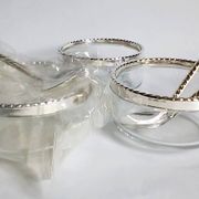 Caviar bowl & its spoon Bormioli Rocco glass & silver-plated metal, Italy 80s