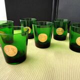 6 vintage glasses with gold medallions