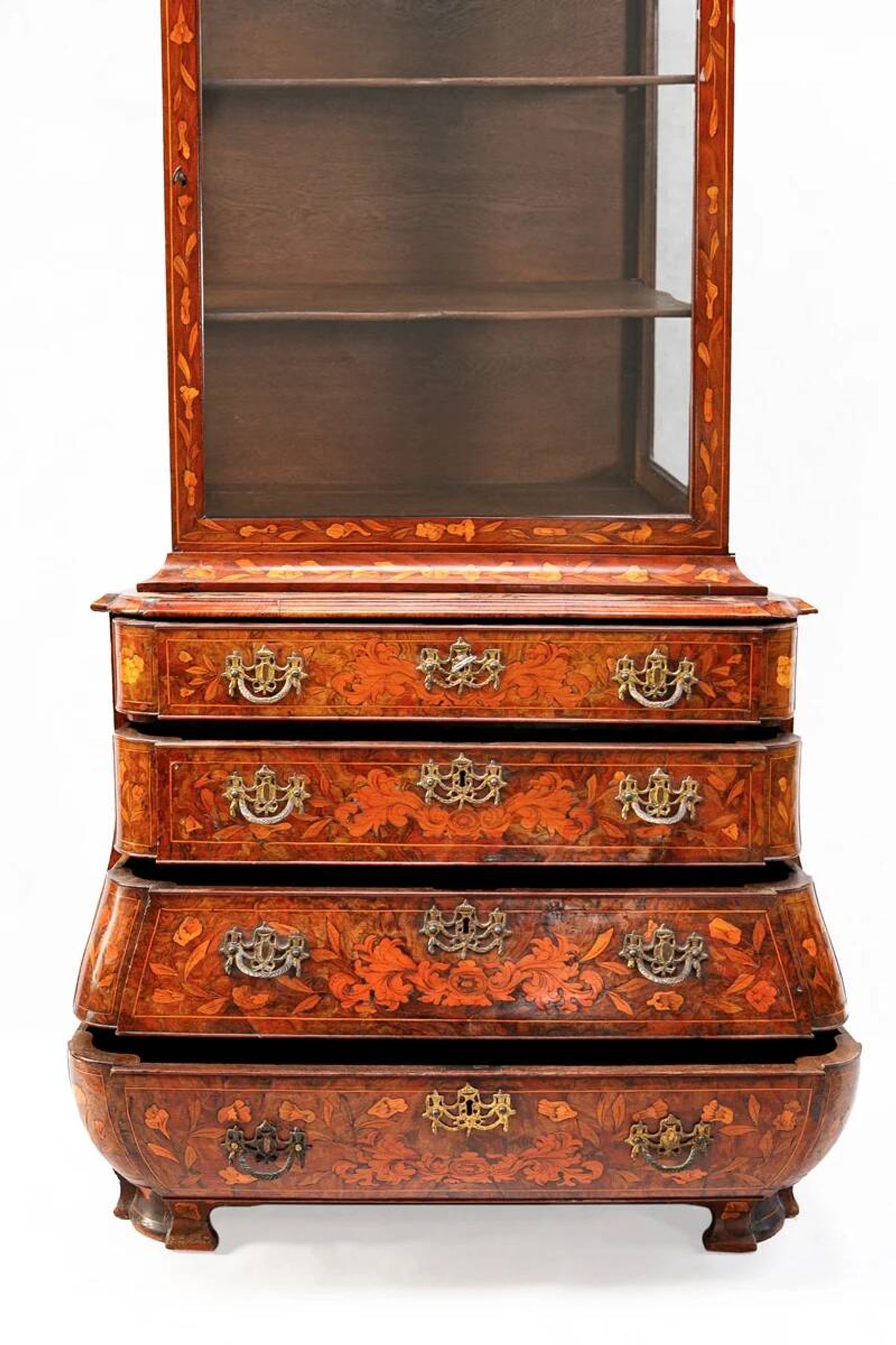Small Dutch display cabinet in floral marquetry.