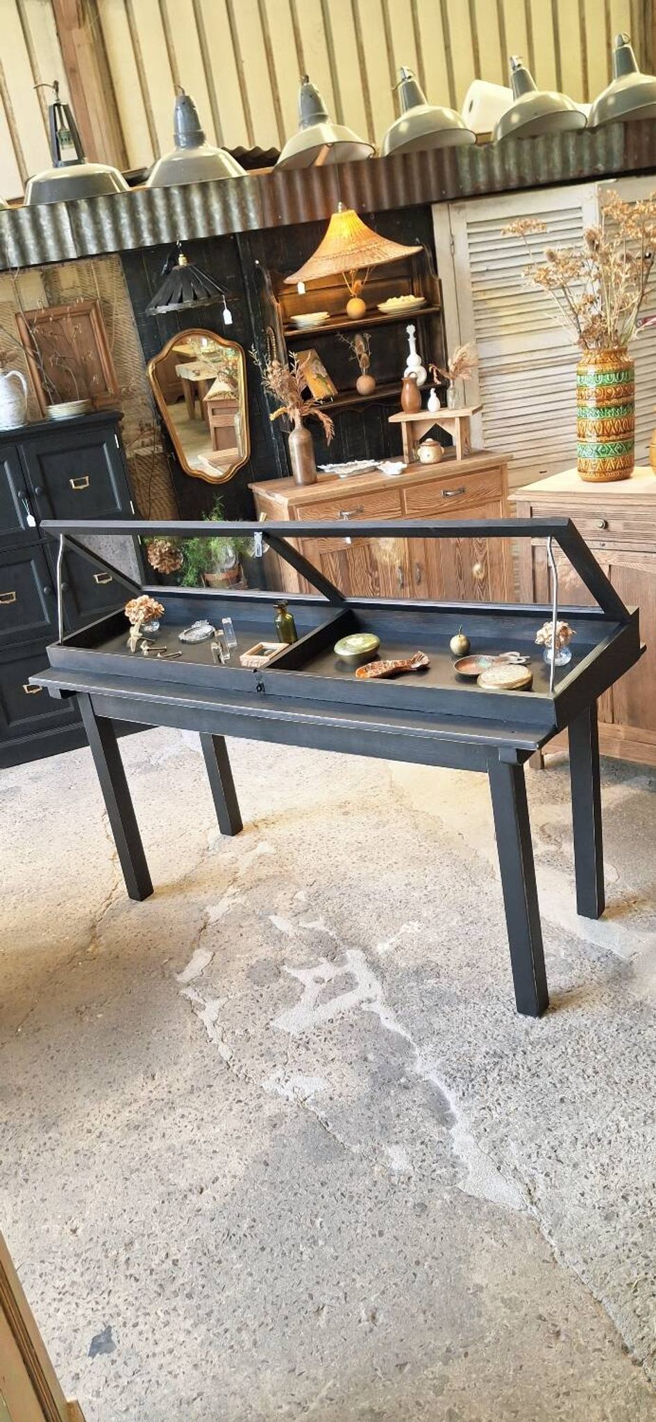 Antique display cabinet on legs