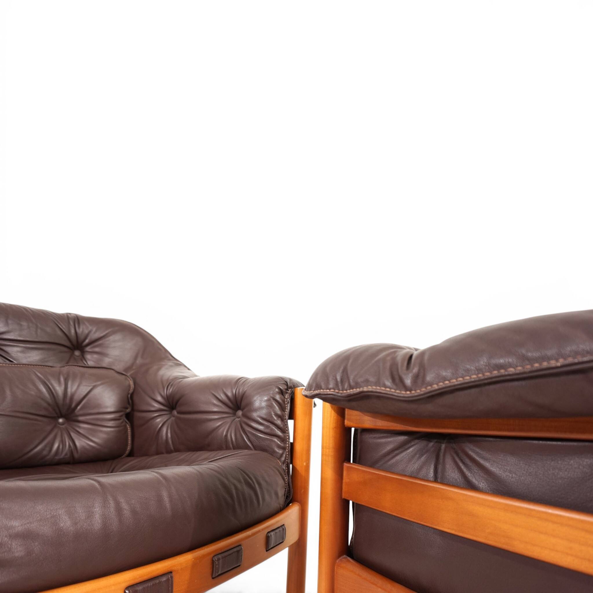 Pair of Coja Leather Lounge Chairs by Sven Ellekaer, 1960