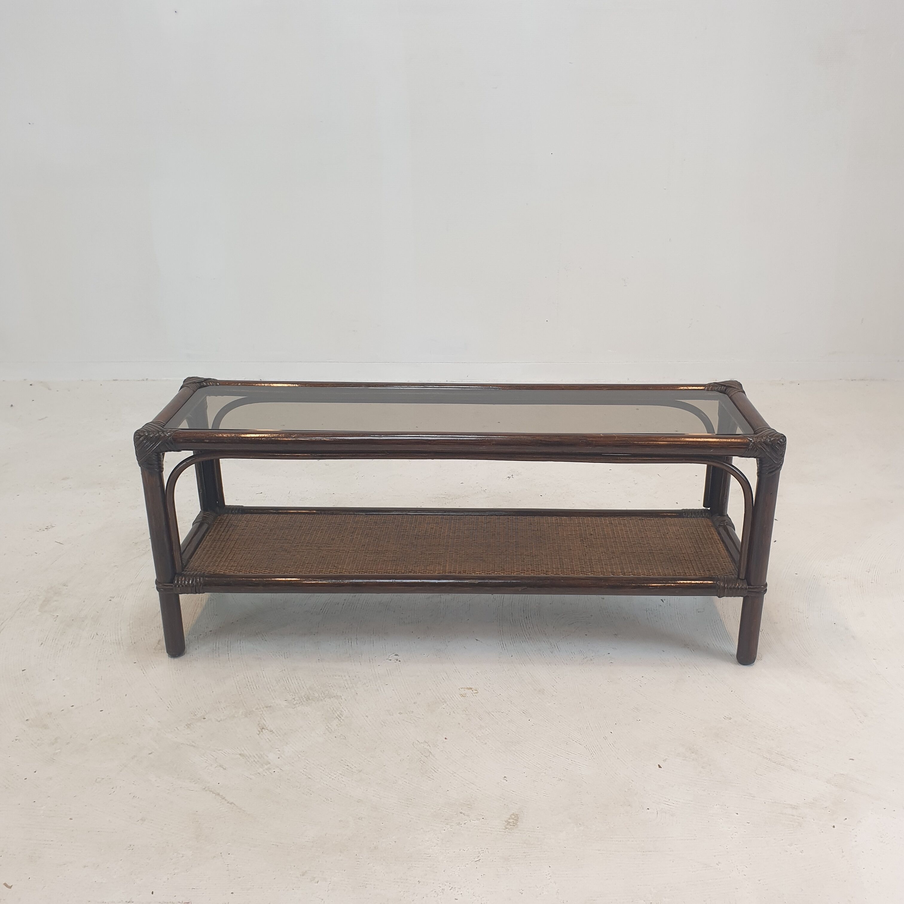 Italian Bamboo and Rattan Coffee Table, 1980s