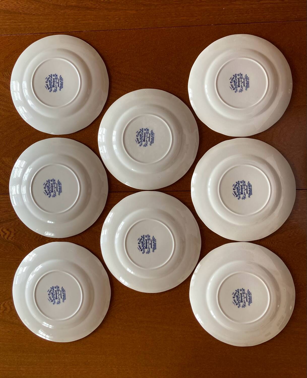 Lot De 8 Assiettes Plates En Verre, Couleurs Bleu Et Vert - Occasion
