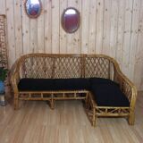Vintage rattan corner sofa