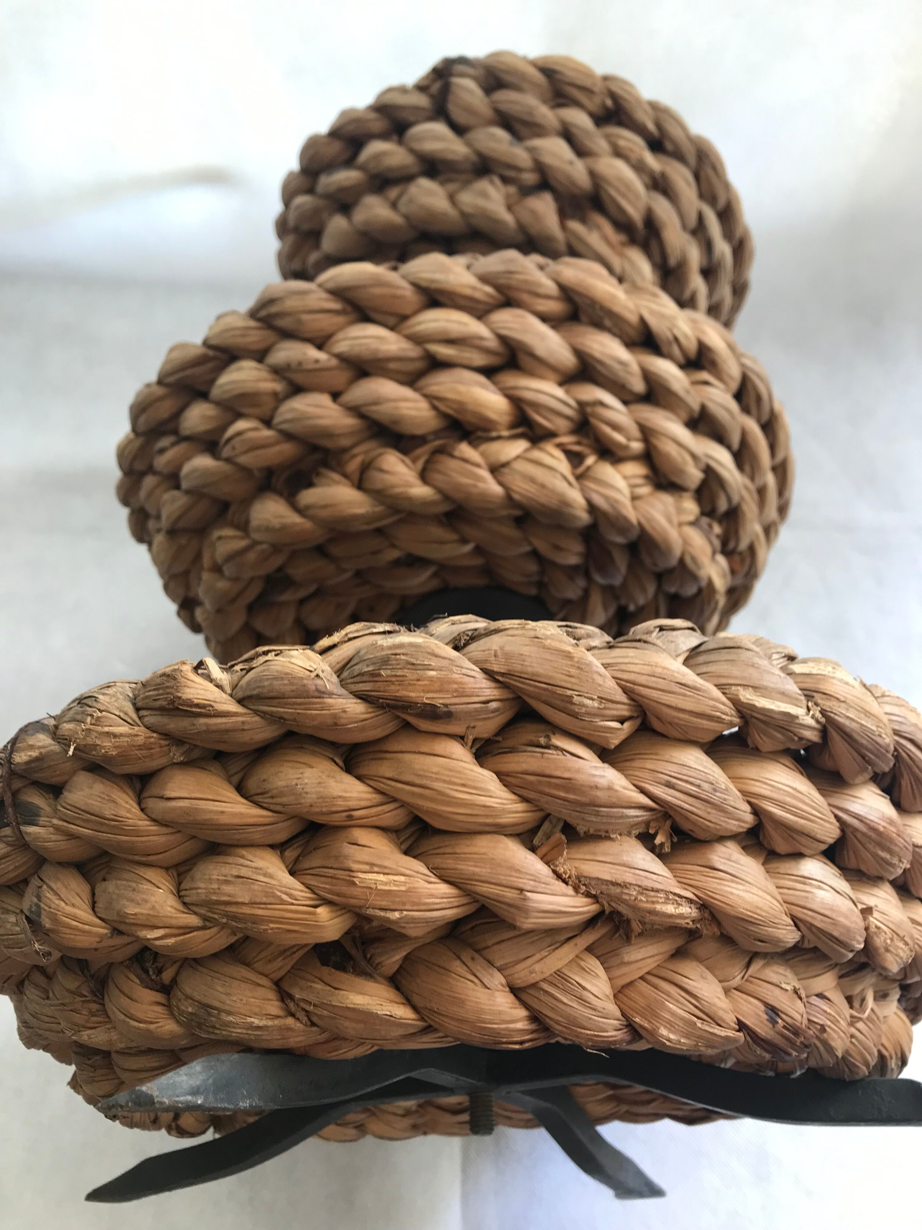 Fruit tray display in braided rope on 3 levels