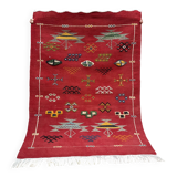 Moroccan red wool rug – Bohemian decoration for small spaces