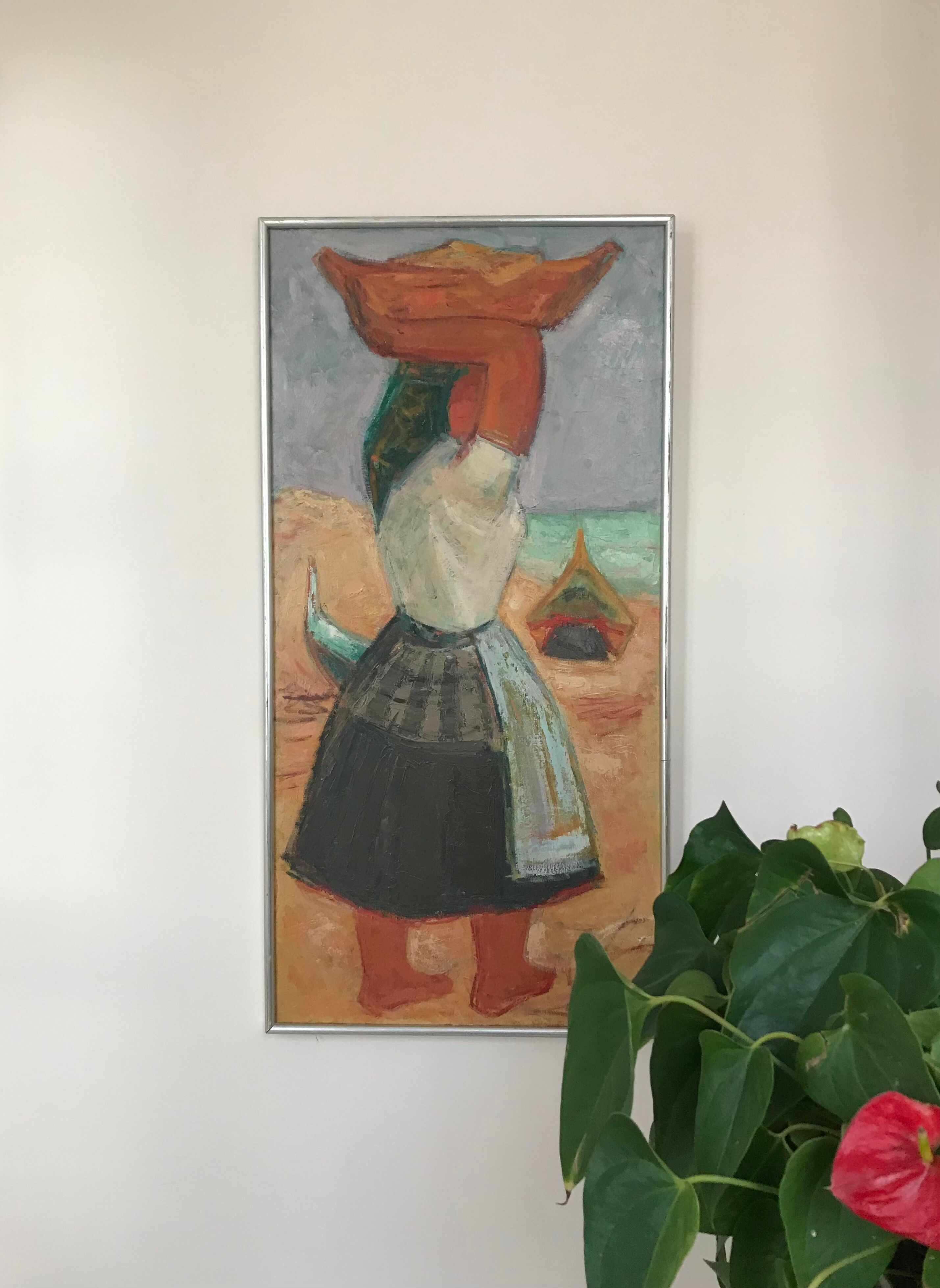 Portuguese Fisherwoman. Oil on canvas by Sergé DELAVEAU (1911-1999)