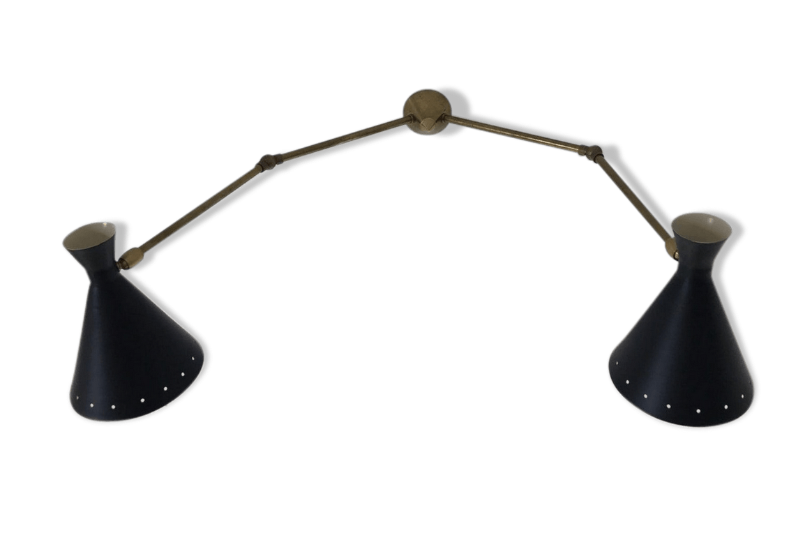 Murable applied Italian double  Lampshade black painted metal