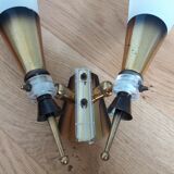 Double brass and plexiglass wall lamp Maison Lunel