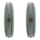 Pair of Fontana Arte Style Mid-century Modern Aqua Green Murano Glass Sconces