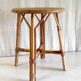 Rattan and cane stool - mid-20th century