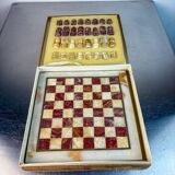 Vintage Italian genuine alabaster chess set with carved pieces, 1970s