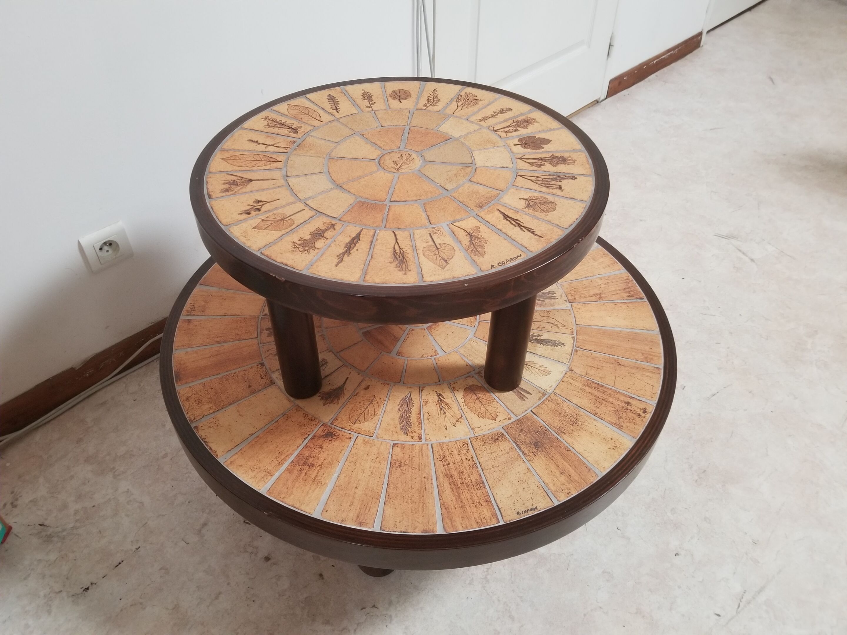 Duo coffee tables Roger Capron model Garrigue