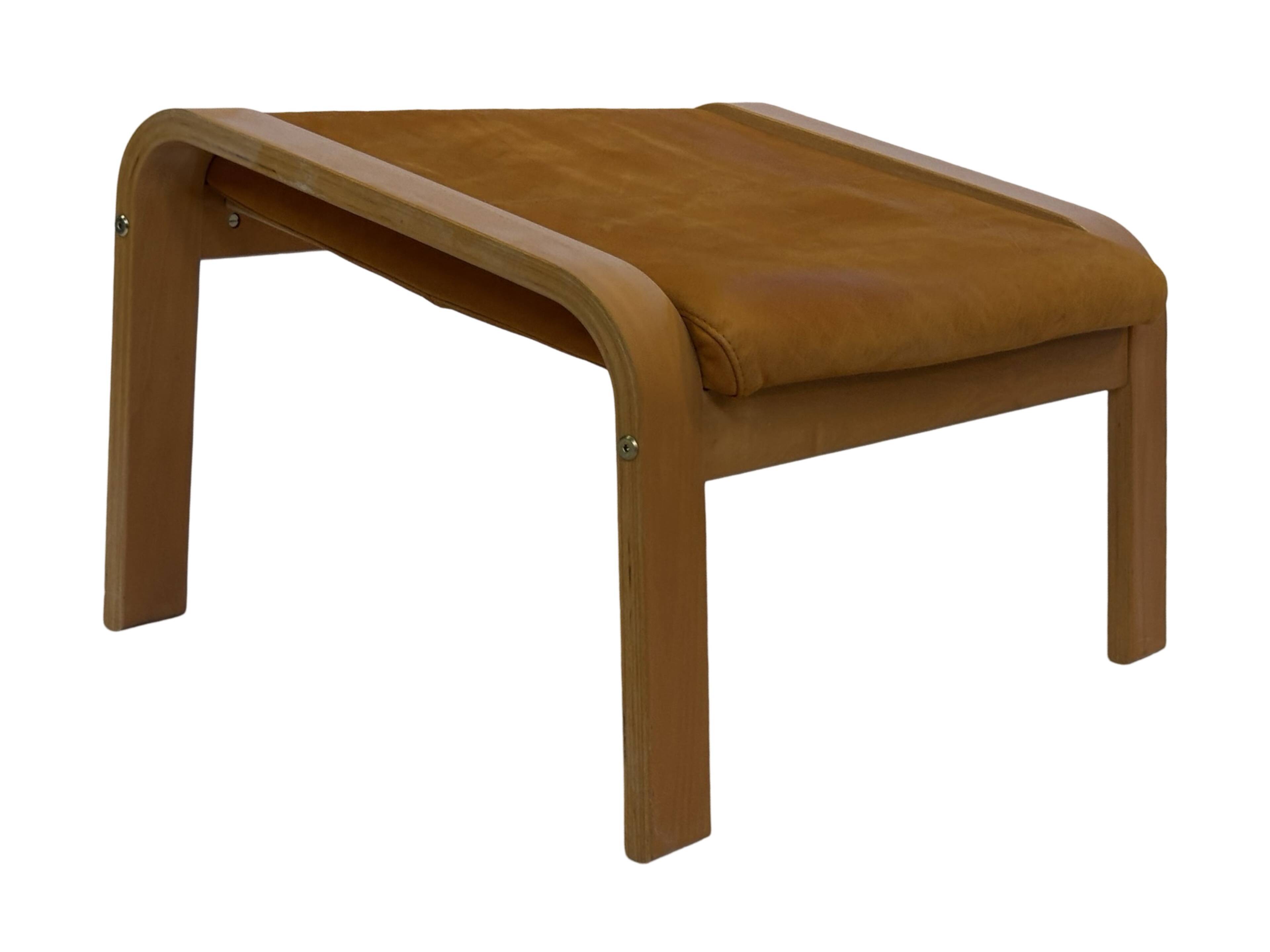 Vintage ikea poang tan leather cantilever footstool ottoman design