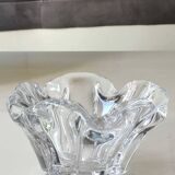 Empty Pocket/Organic floral shape ashtray/Corolla in transparent crystal. Baccarat style
