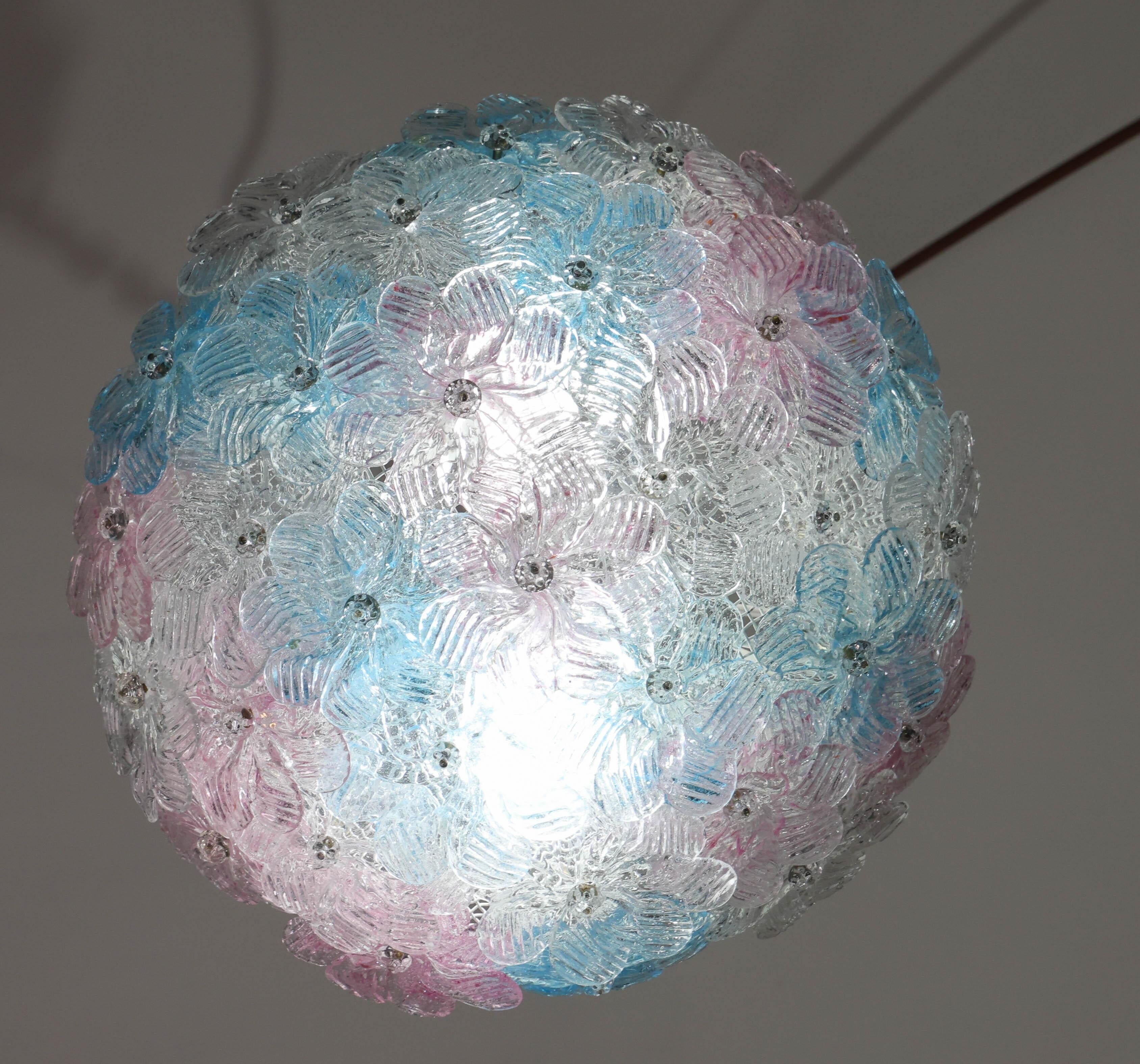 Lustre multicolore Murano Fleur par Seguso pour Venini, Italie, années 1960.