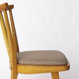 Vintage Beech Wood Kitchen Chair – 1960s German Design, Grey Upholstery