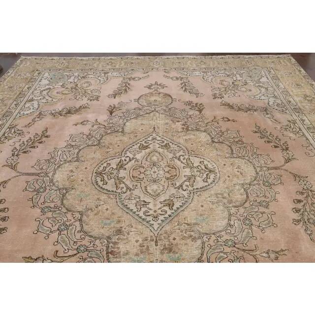 1960s Persian Handmade Wool Cotton Orange Oversized Area Rug 294x379