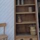Vintage Parisian bookcase in raw wood - compass legs