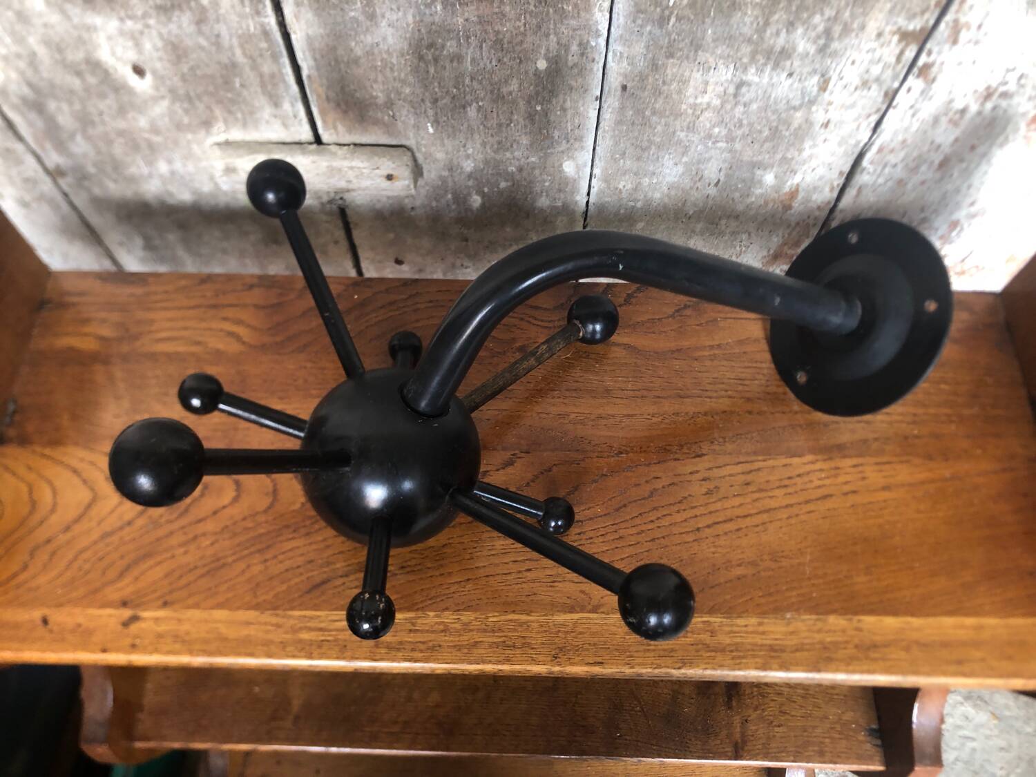 Old sputnik wall coat rack black metal ball vintage