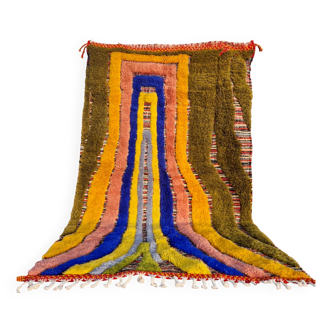 Tapis marocain berbère multicolore à reliefs moderne