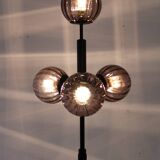 Lampadaire en laiton et verre des années 1980, restauré