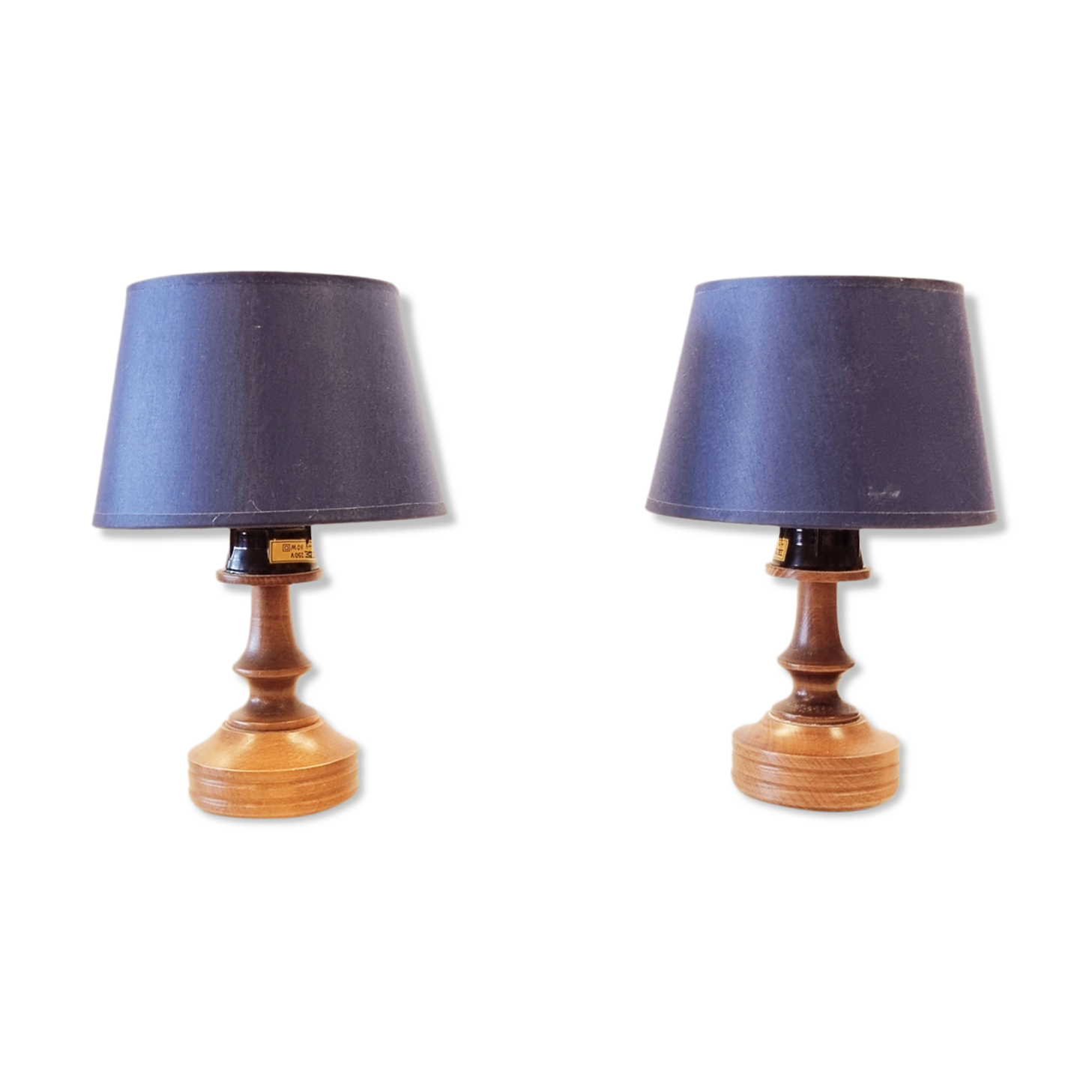 Set of 2 small wooden table or bedside lamps by aka lighting, germany