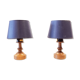 Set of 2 small wooden table or bedside lamps by aka lighting, germany