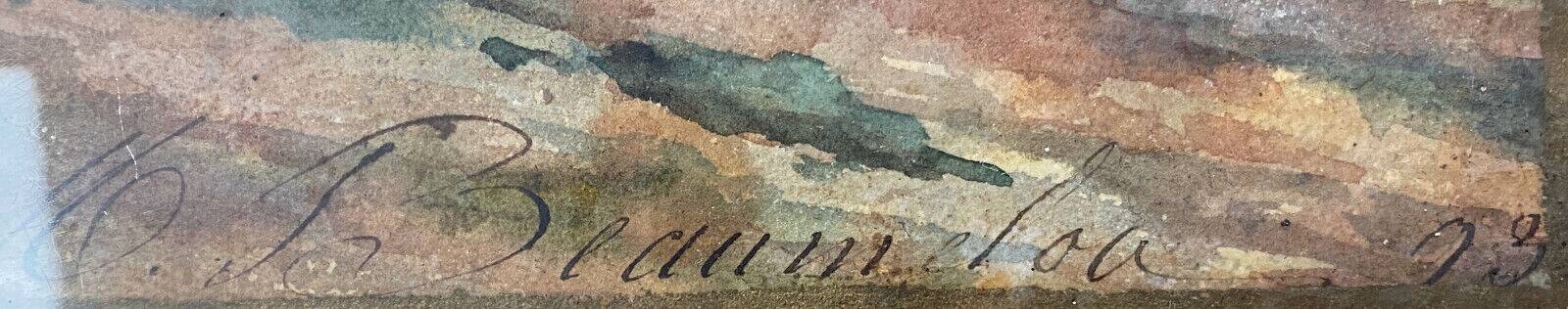 19th century watercolor painting "Trees" signed + period frame and glass