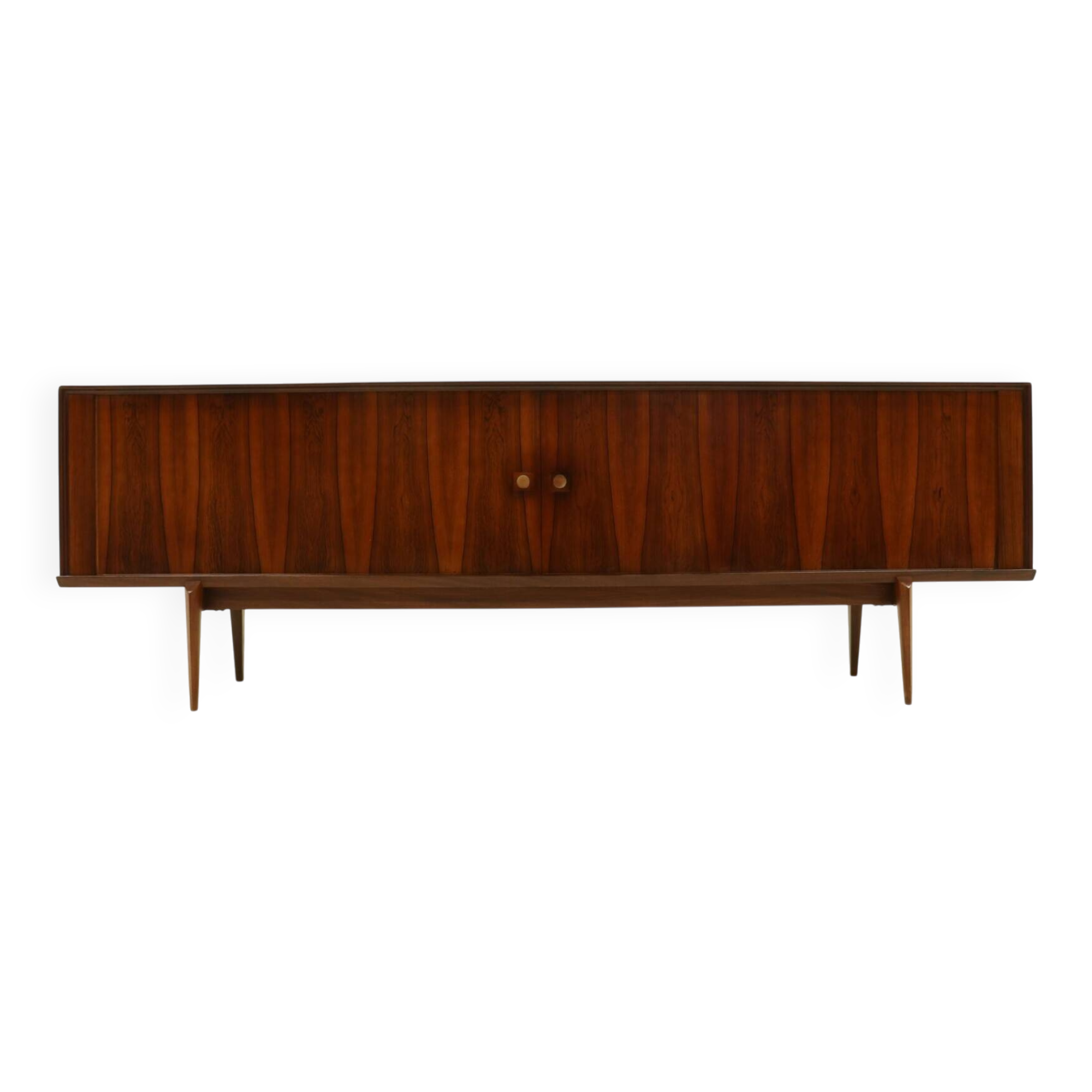 Grand buffet en palissandre à portes tambour, signé Oswald Vermaercke pour V-Form.