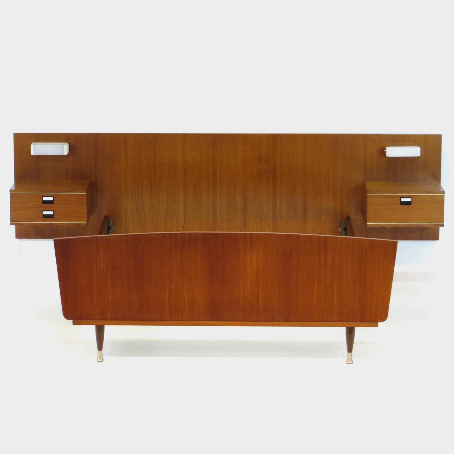 Vintage mid century double bed bedroom set in teak with nightstands