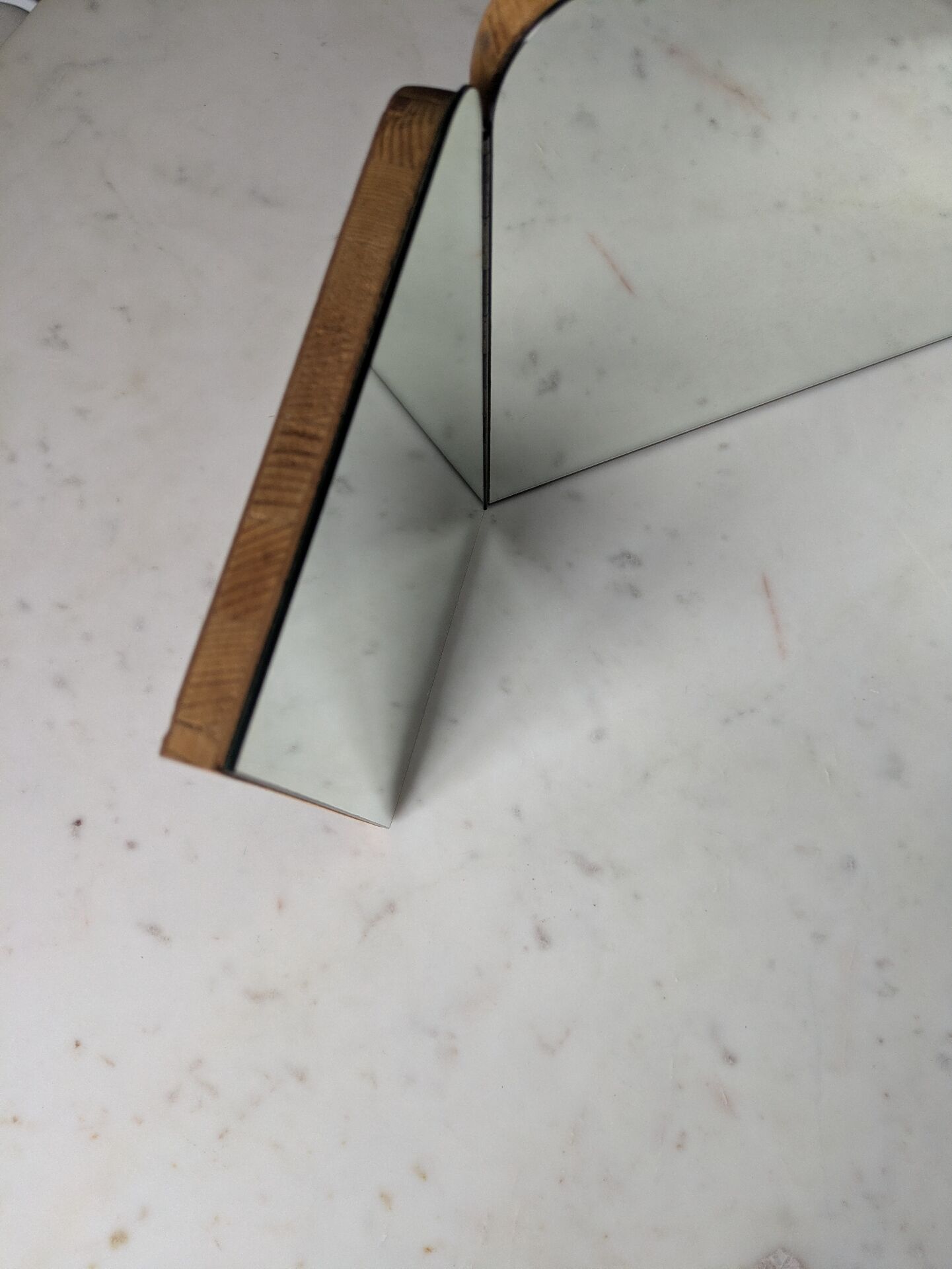 Mid-century tabletop triptych dressing mirror