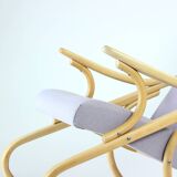 Mid Century Bentwood Rocking Armchair In Blond Oak By Ton, Czechoslovakia