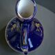 Vintage cobalt blue ceramic jug with gilding, 1950s-70s.