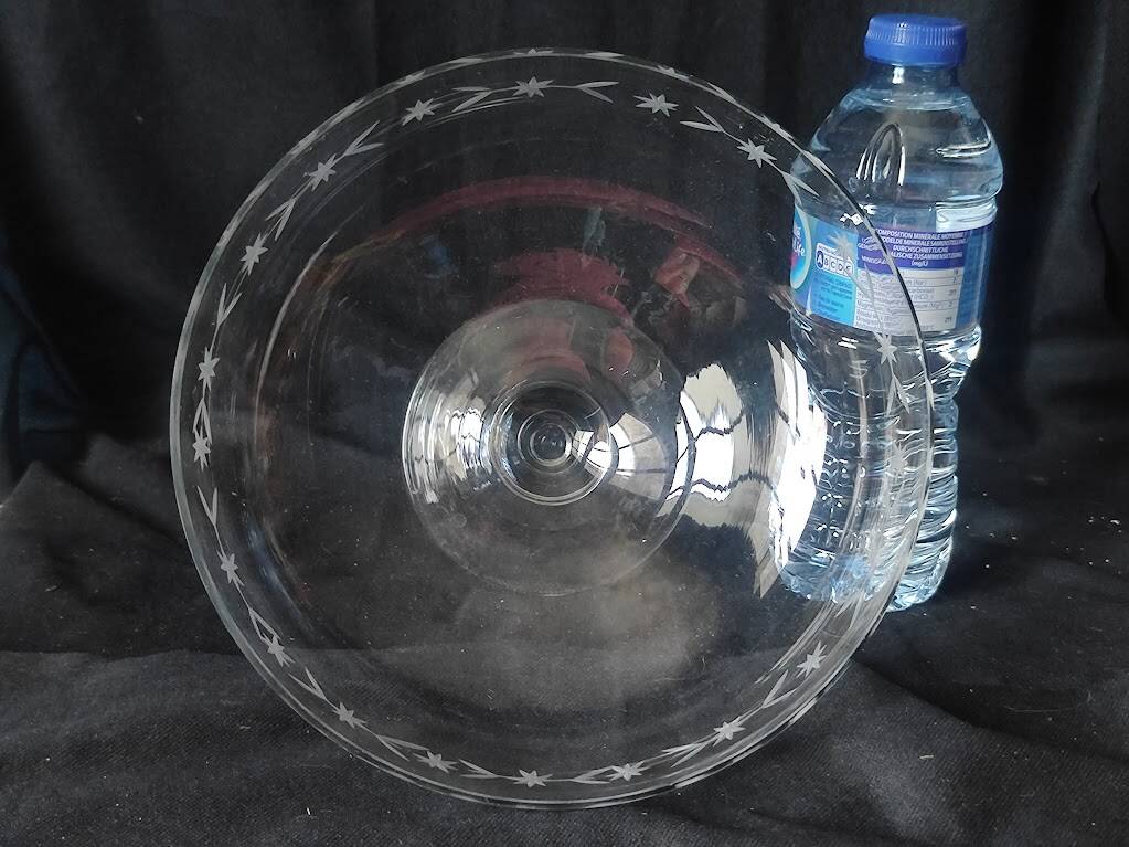 1960/80 /21 cm cut crystal bowl /flowers /plants