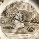 Set of 3 talking plates in Montereau earthenware "Louis Lebeuf Montereau"